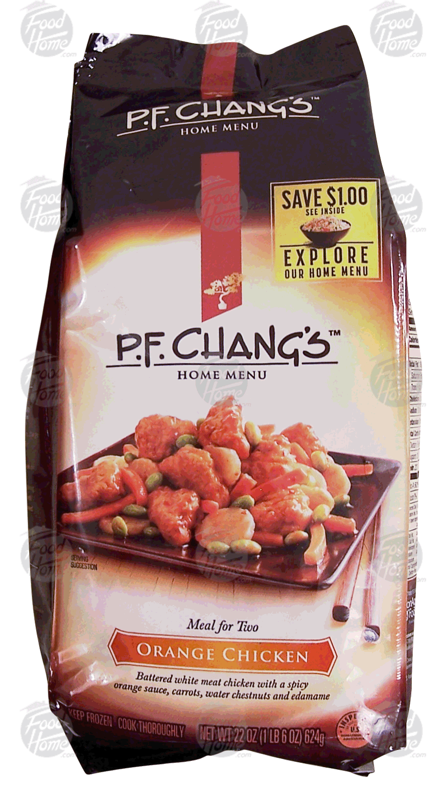 P.F. Chang's Home Menu orange chicken; battered white meat chicken with carrots, water chestnuts and edamame Full-Size Picture